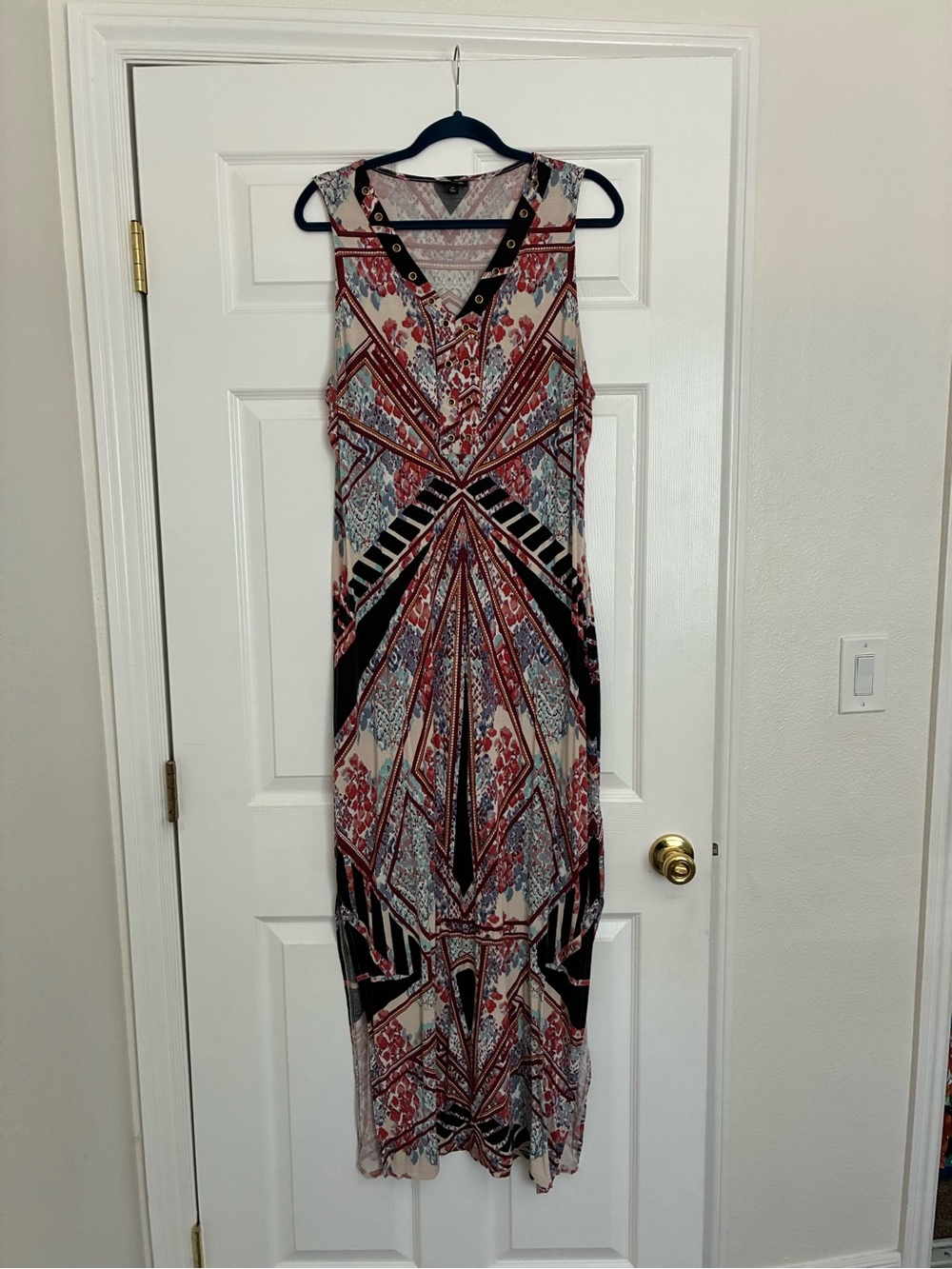 a.n.a Red and Black Patterned Sleeveless Maxi Dress